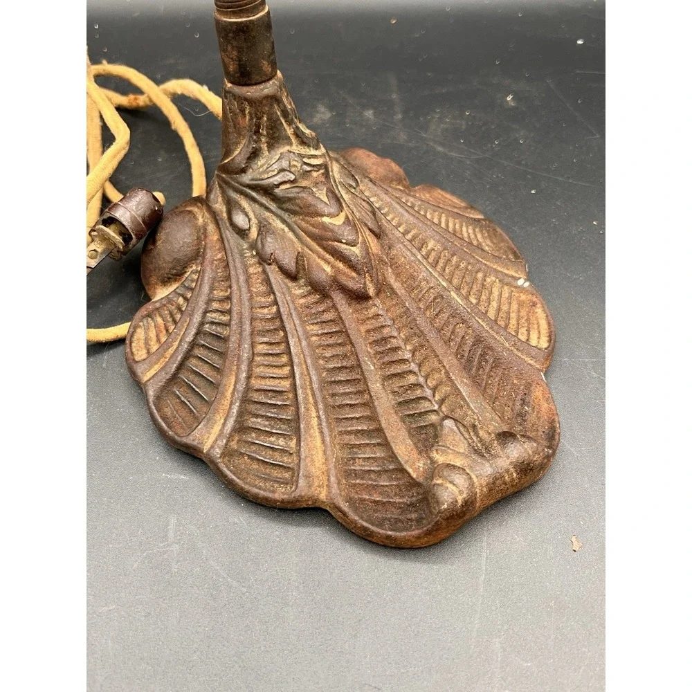 Antique Cast Iron Lilly Lamp With Original Cloth Cord